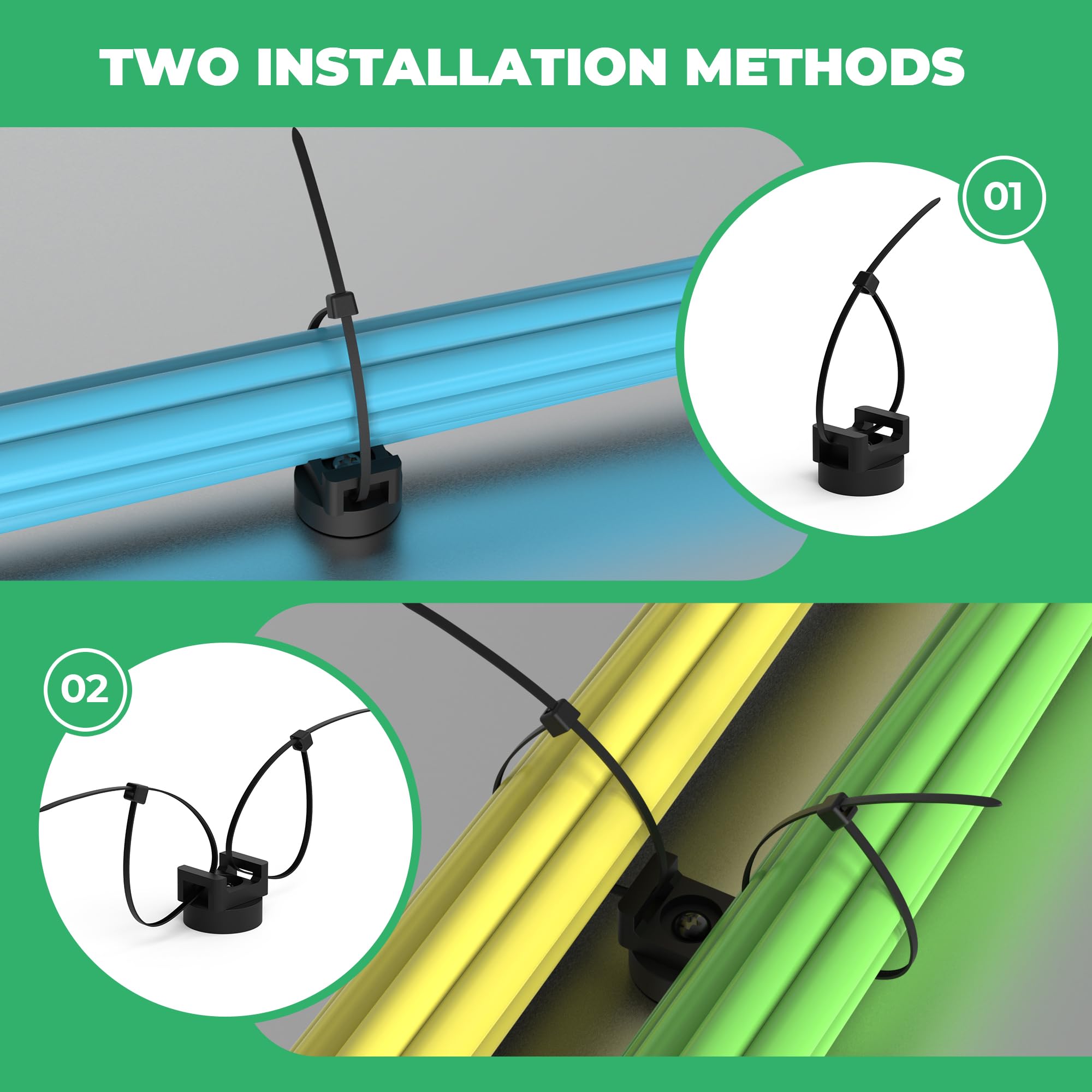 Supporto magnetico con cerniera con 200 fascette in nylon da 11,3 kg, supporto magnetico multiuso per fascette magnetiche, fascette magnetiche impermeabili per la gestione dei cavi elettrici