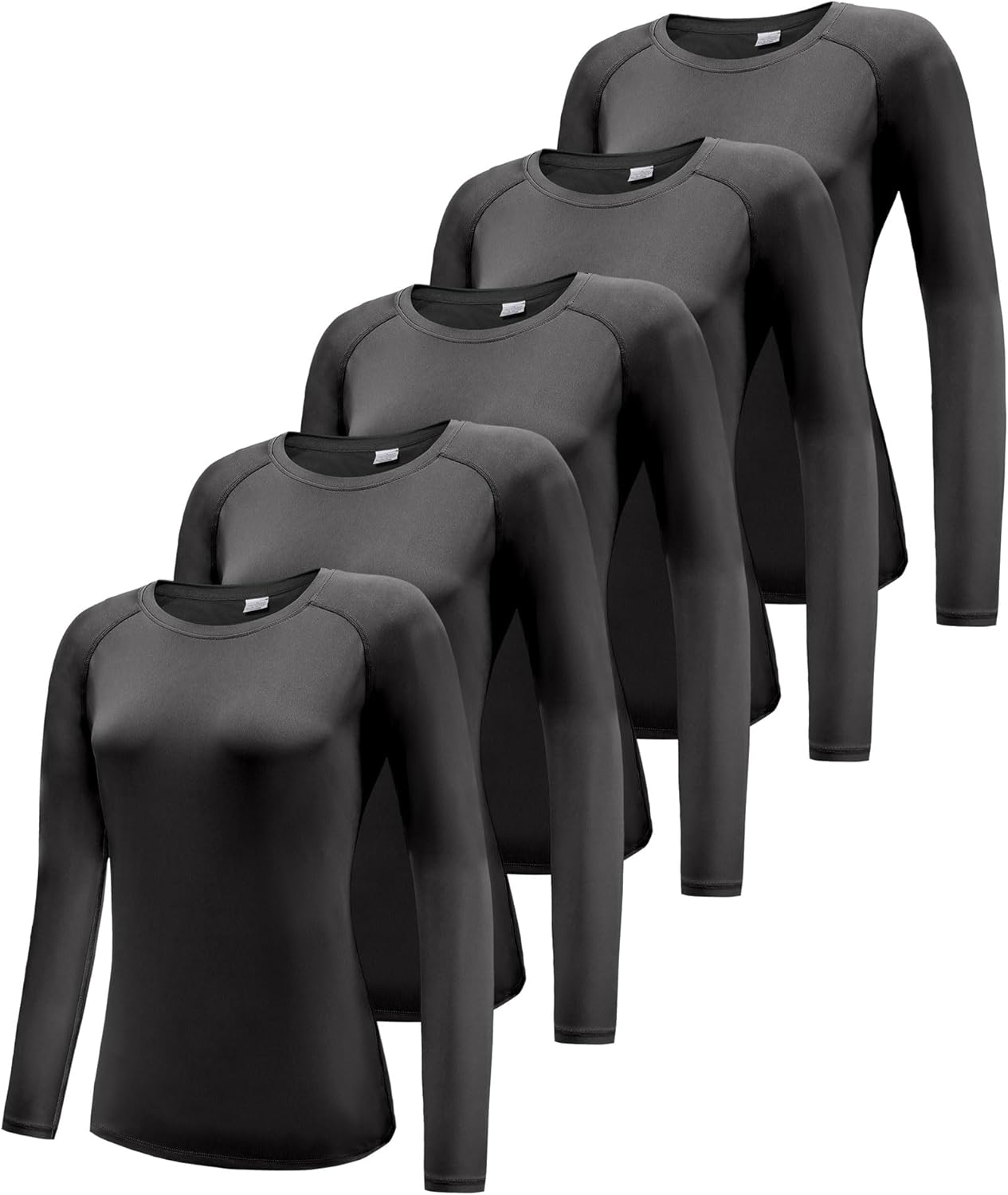 Boyzn 1, 3 or 5 Pack Women's Long Sleeve T Shirts Quick Dry UPF 50+ Sun Protection Shirts Athletic Exercise Gym Yoga T-Shirts