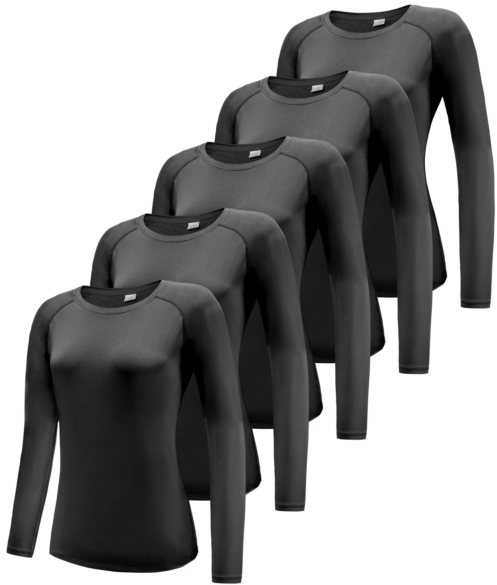 Boyzn 1, 3 or 5 Pack Women's Long Sleeve T Shirts Quick Dry UPF 50+ Sun Protection Shirts Athletic Exercise Gym Yoga T-Shirts