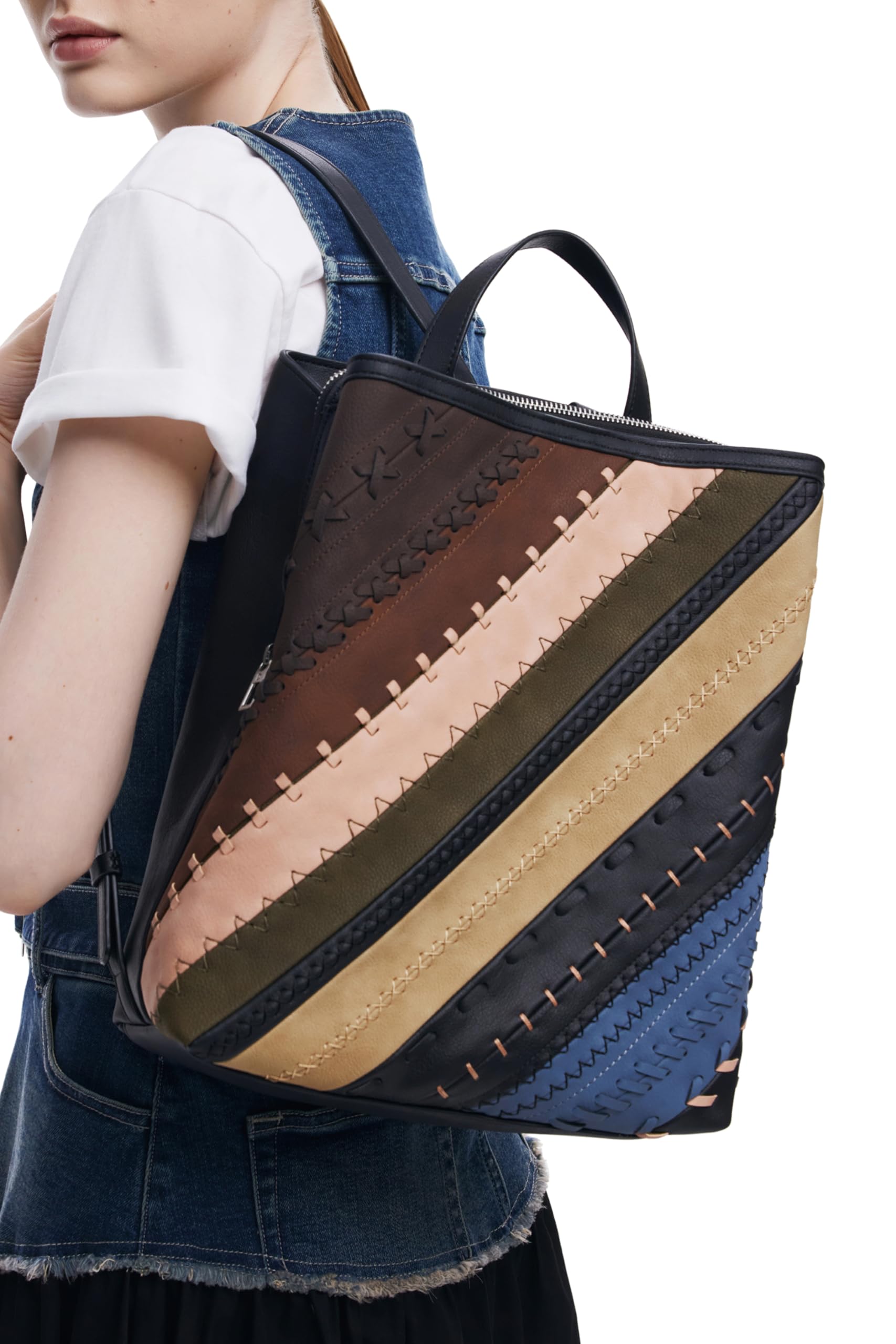 Desigual Back_Quebec, Akcesoria PU Backpack Medium Women's, Brązowy brązowy, M