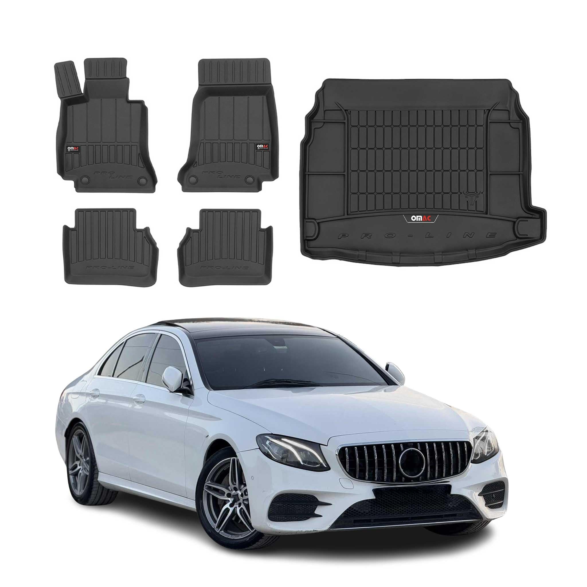 OMAC Fußmatten Kofferraumwanne für Mercedes E Klasse W213 2017-2023 Gummi