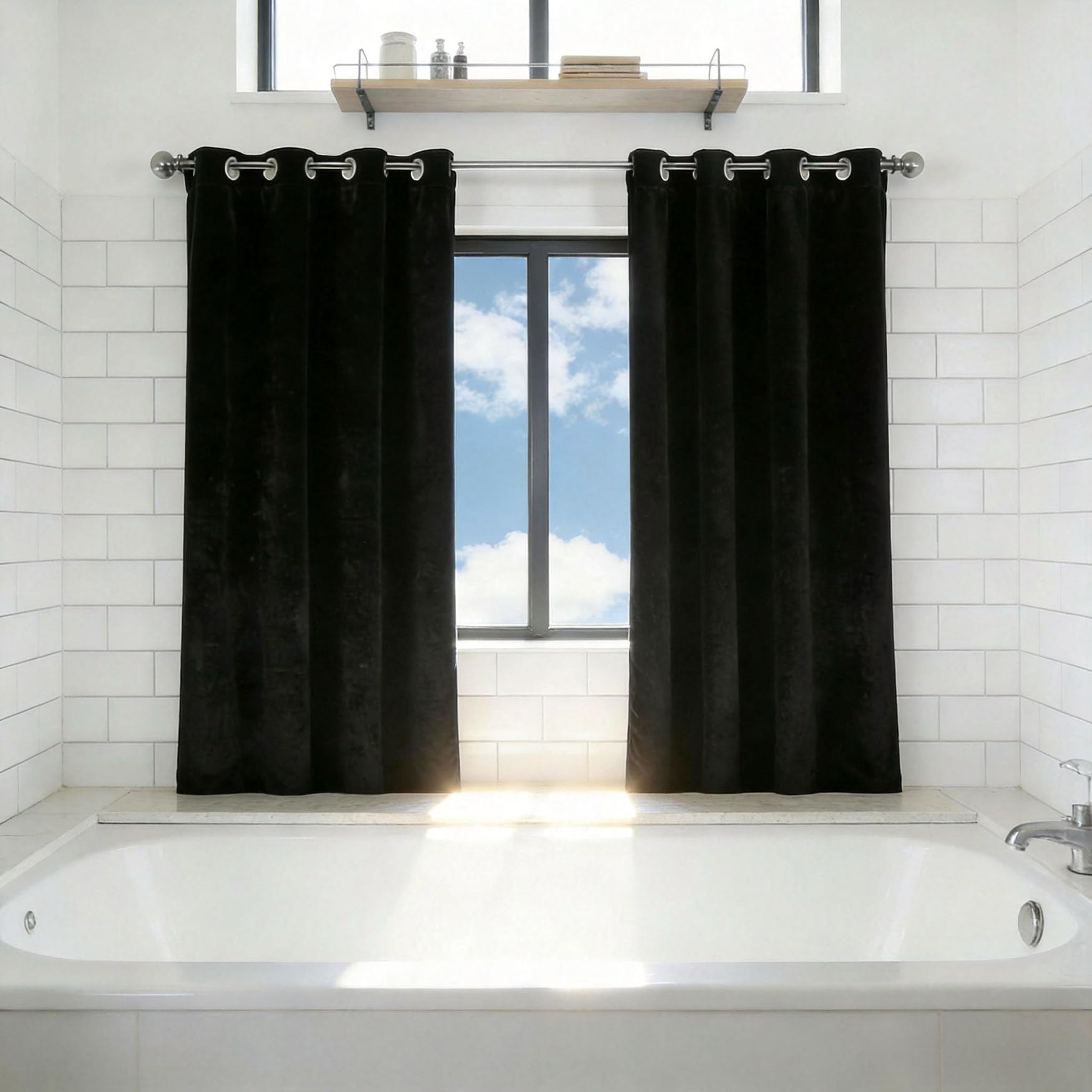 Rideau thermique 220 x 235 cm bloquer lumière isolant anti froid noir salon chambre