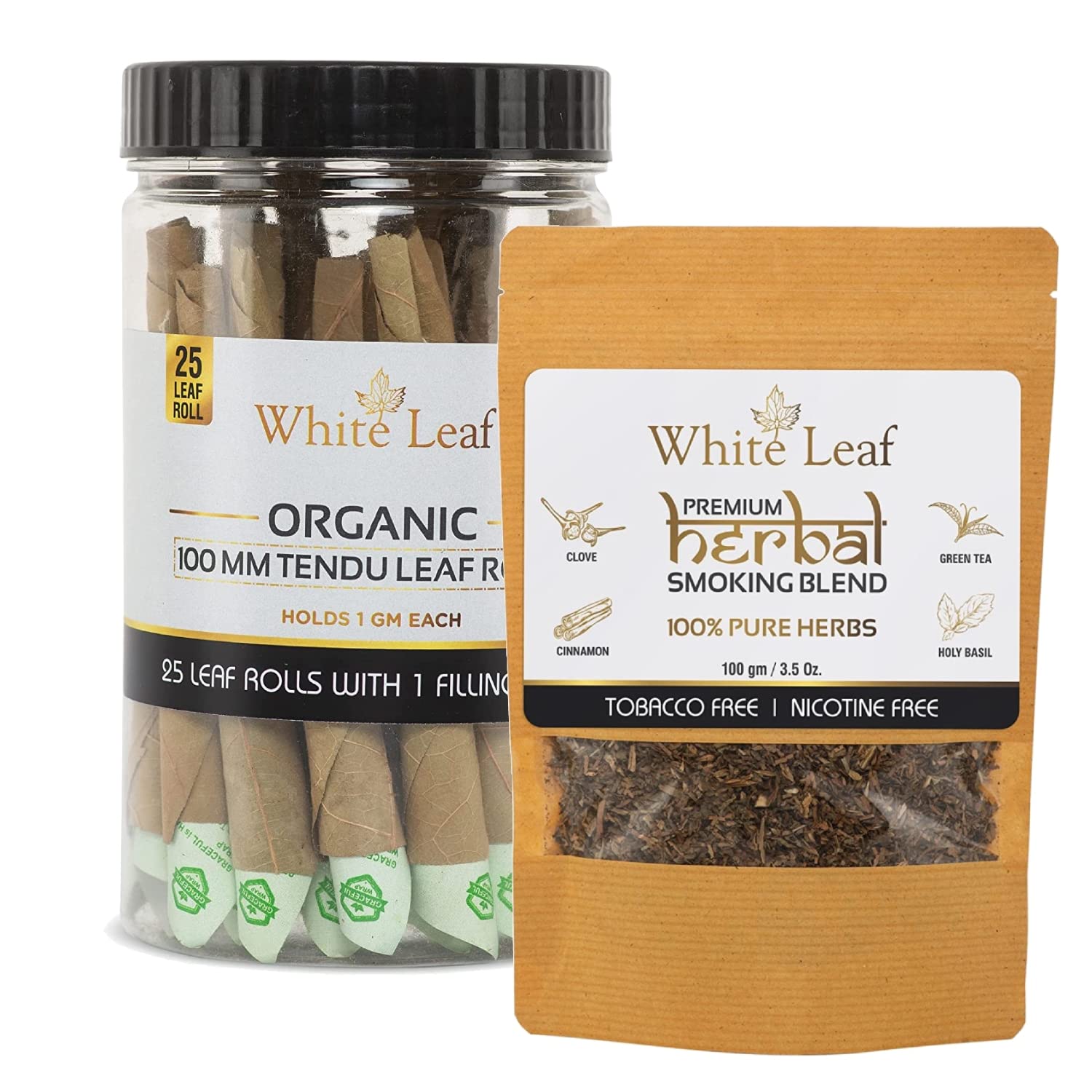 White Leaf Premium Herbal 100 Nicotine Free Mixture Smoking Blend