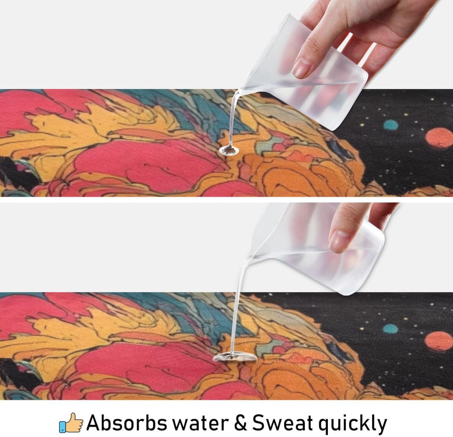 Astronaut Colorful Yoga Mat Towel with Silicone Grip Dot – 73"x27" Non-Slip Sweat Absorbent Microfiber Yoga Towel for Home Gym Studio