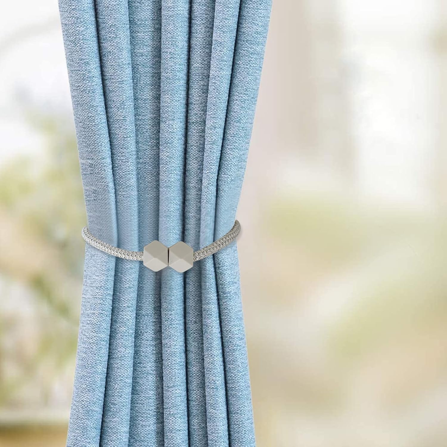 Card Buckle Curtain Tiebacks, with a Thicker Twist Rope and Card Buckle Tieback, no Tools Required, Convenient Window Treatment Holdbacks for Home Holiday Décor,Window Decor (2 Pcs)