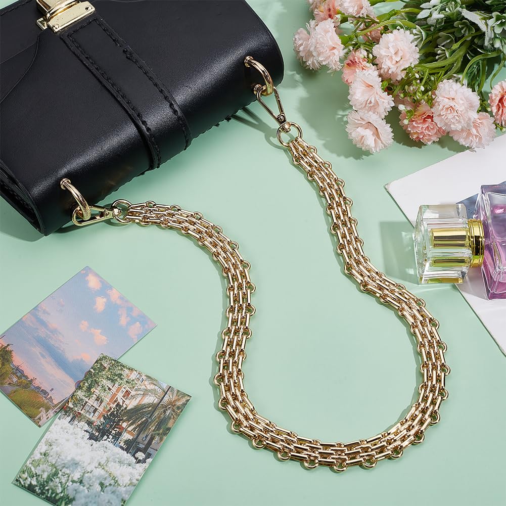 Beebeecraft 60cm Correa de Cadena Dorada para Bolso Correa de Metal para Bolso Correa de Repuesto para Bolso Extensor Ancho Y Grueso Bandolera con Cierres Giratorios para Bolso Bricolaje
