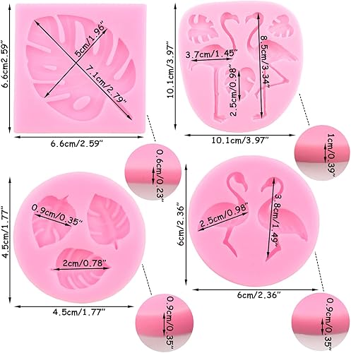 Miniatura 3 de Mujiang Molde de silicona de hojas tropicales de flamenco, hojas de Monstera, moldes de fondant, hojas de palma, molde de caramelo para decoración