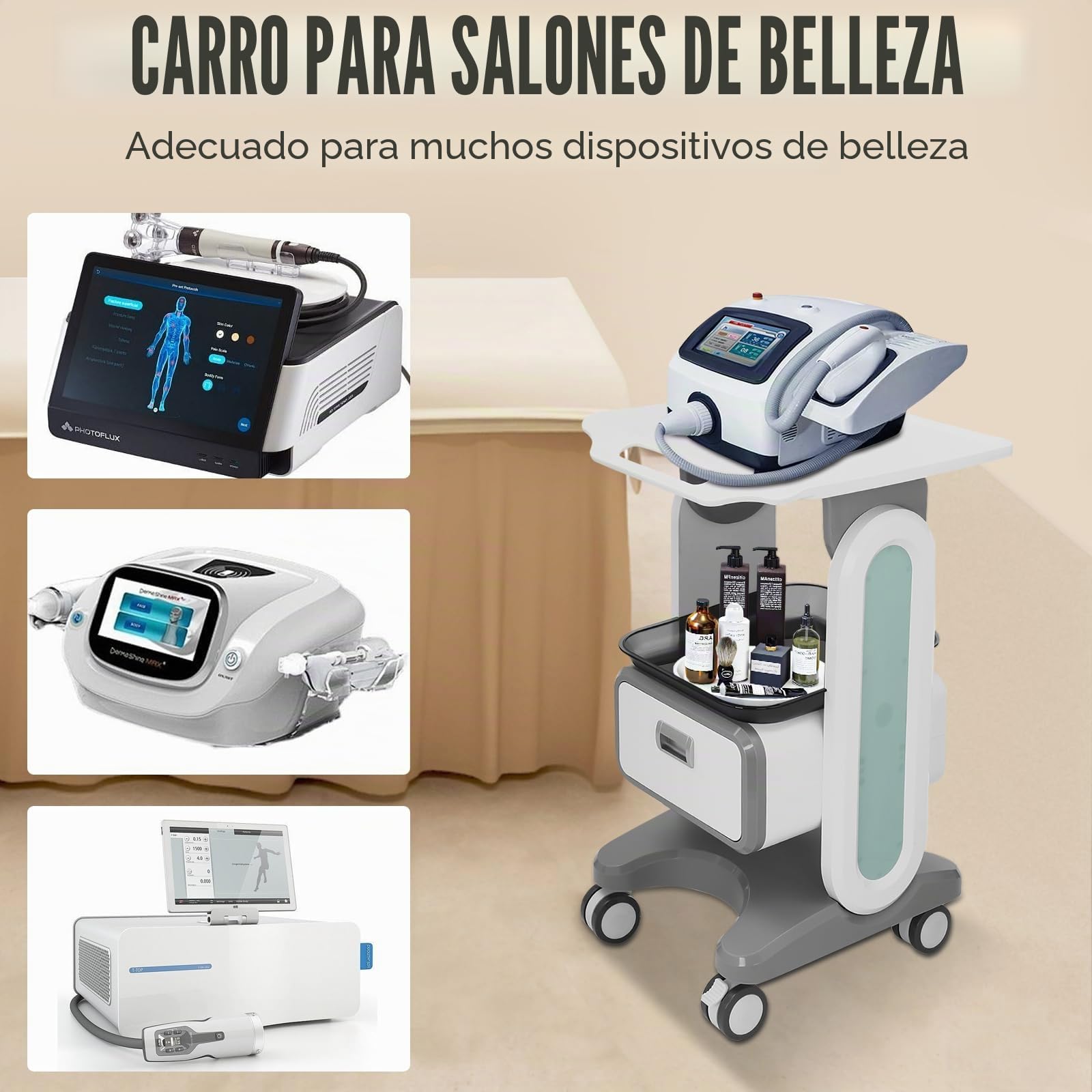 Carrito médico portátil con cajones, carrito de belleza, carrito de belleza, carrito con ruedas, carrito de peluquería, carrito de herramientas con compartimento de almacenamiento y rueda de