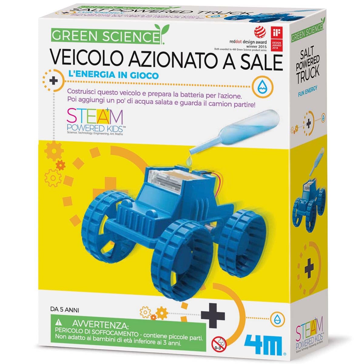 4M Salt Powered Truck - Science and Technololgy Kit, Build an EcoTruck, Powered by Salt Water, STEM Kit for Boys and Girls 8-14 Years, Blue