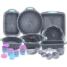 Tongjude 72 Piece Silicone Baking Mould Set Non-Stick Baking Moulds Set Easy Release Oven Silicone Pan for the Kitchen with Cake Moulds Loaf Pans Baking Moulds Measuring Cup and Spoon Set Grey
