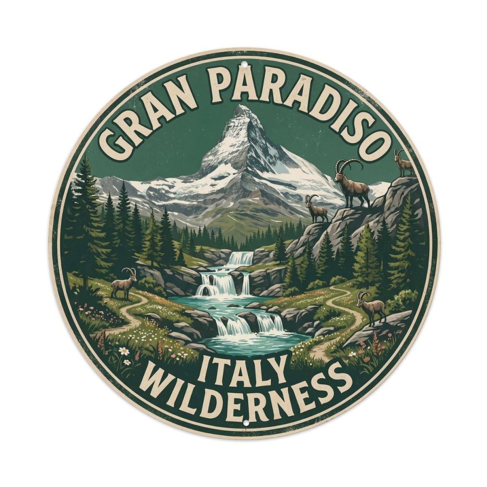 Tgrcjimh Style. Vintage Travel Gran Paradiso Italymetal Tin Sign