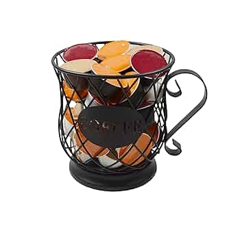 Coffee Organizer Station Coffee Station Organizer, Countertop Coffee Pods Holder Storage Basket, Coffee Bar Accessories, Coffee And Tea Condiment Storage Organizer For (Black Coffee Bar Decor
