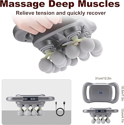 Miniatura 2 de Juego de pistolas de masaje de 28 cabezas, masajeador de percusión de tejido profundo con 9 modos y 9 intensidades ajustables, pistola de masaje