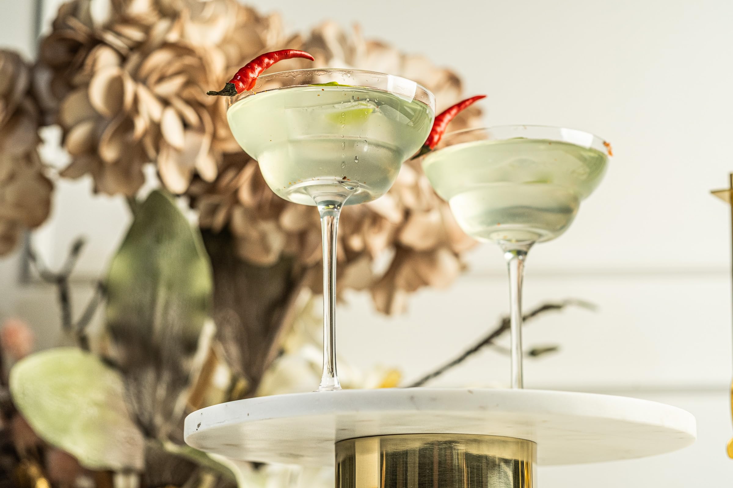 Verres à Cocktail Margarita en Cristal | Lot de 2 | 270 ml | Verres à Pied Longs Élégants pour Daiquiri, Paloma, et Cocktails Glacés | Verrerie Ronde Raffiné