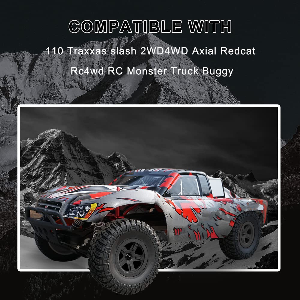 OGRC RC Truck Tires and Wheels 12mm Hex RC Tires and Rims with Foam Inserts for Traxxas Slash Axial Redcat Rc4wd 1/10 RC Monster Truck ?Buggy(Black)