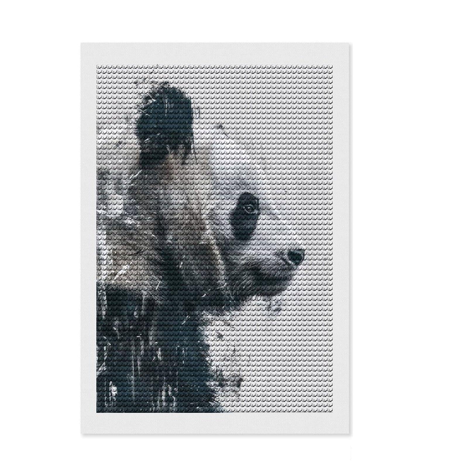 Junmoney Panda Profile Painting Diamond Painting Kit 8"x12", Mindful Craft Activity, Neat Printed Canvas, Modern Decor, Gift Idea, Adhesive Canvas
