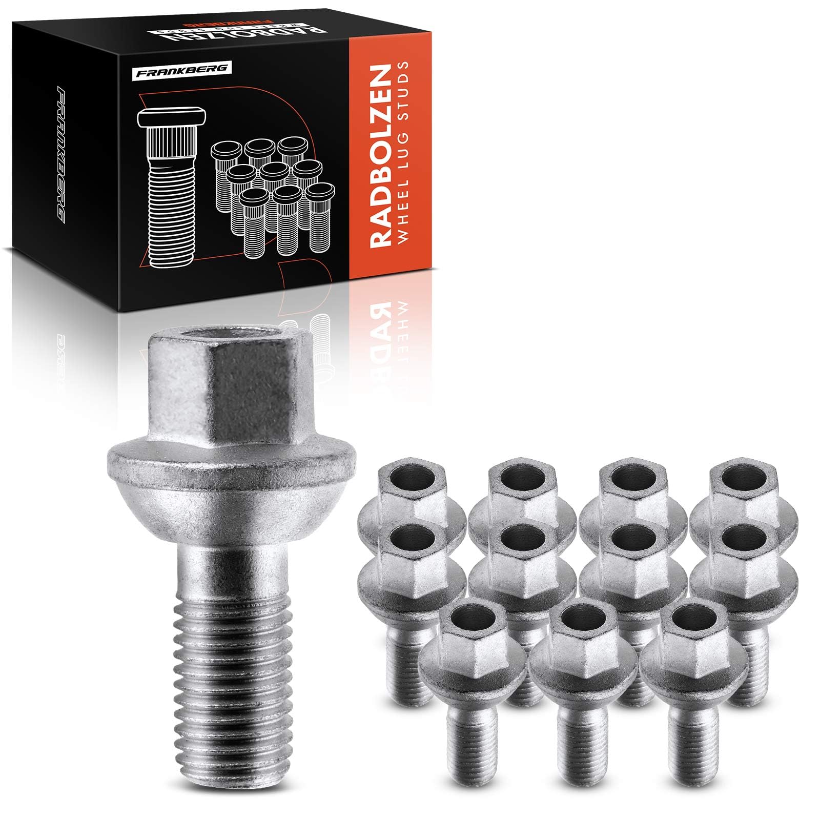 Frankberg 12 bulloni per ruote viti per ruote anteriori e posteriori | Compatibile con: Fortwo Cabrio 451, Fortwo Coupé 451