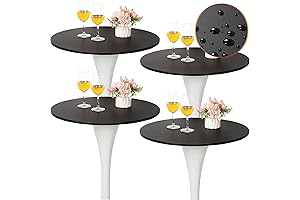 24 Inch Round Table Cover, Set of 4 Reversible Black Cocktail Waterproof...