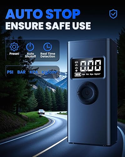 Miniatura 3 de Compresor de aire portátil para inflador de neumáticos, bomba de aire de 160 PSI para neumáticos de automóvil con medidor de presión digital, luz