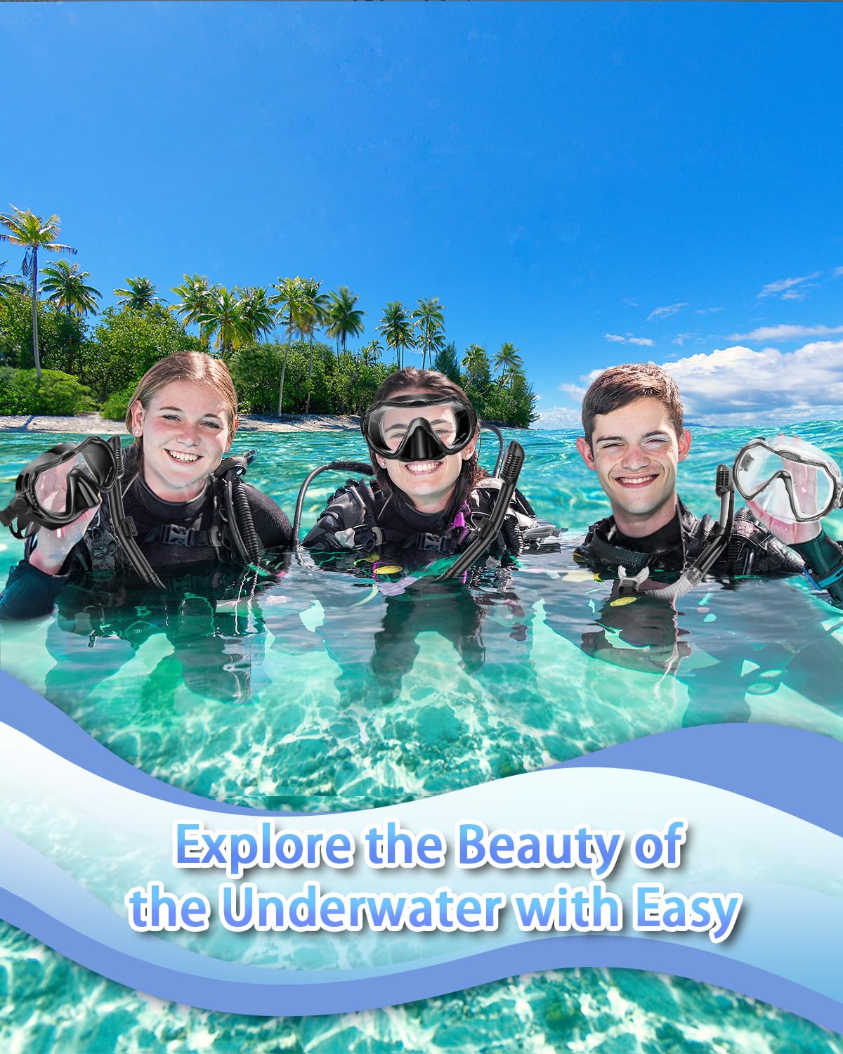 Sprzęt do nurkowania dla dorosłych, zestaw do snorkelingu dla dorosłych z panoramiczną maską zapobiegającą wyciekom i zaparowaniu ze szkła hartowanego, rurka sucha, zestaw masek do nurkowania