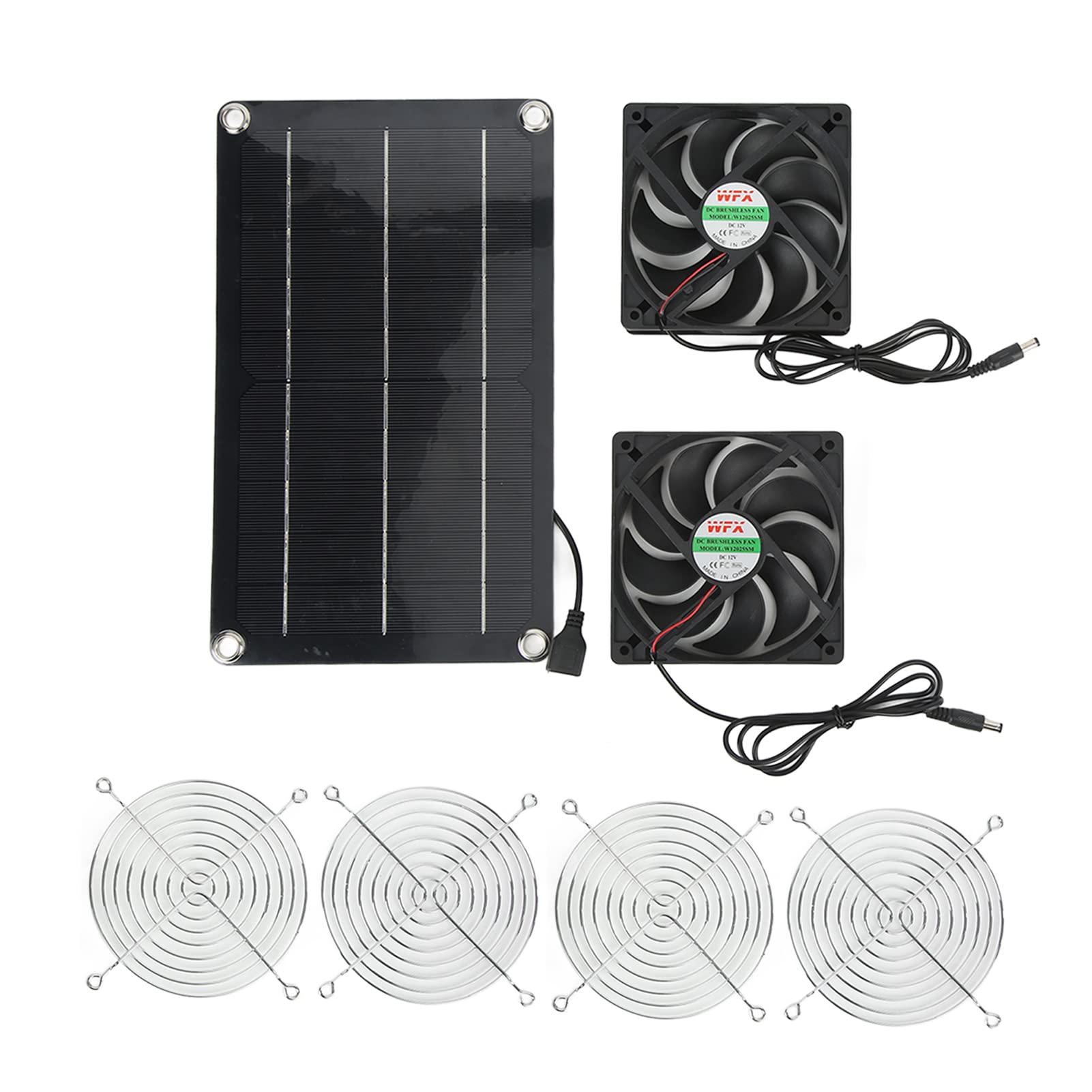 Hyuduo Tragbarer, Sicherer und Umweltfreundlicher Solarlüfter mit Zwei Abgas- und Solarpanel Stromversorgung für die Innenlüftung. Geeignet für Haustierhäuser, Gewächshäuser,