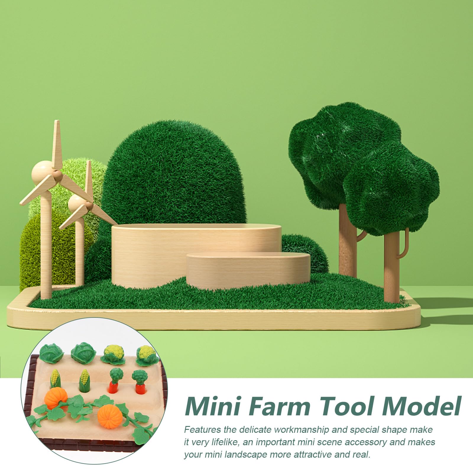 SHINEOFI Miniature Dollhouse Farm Model Kit, Mini Farm Tool Model Kit, Realistic Vegetable Field Landscape - Image 3