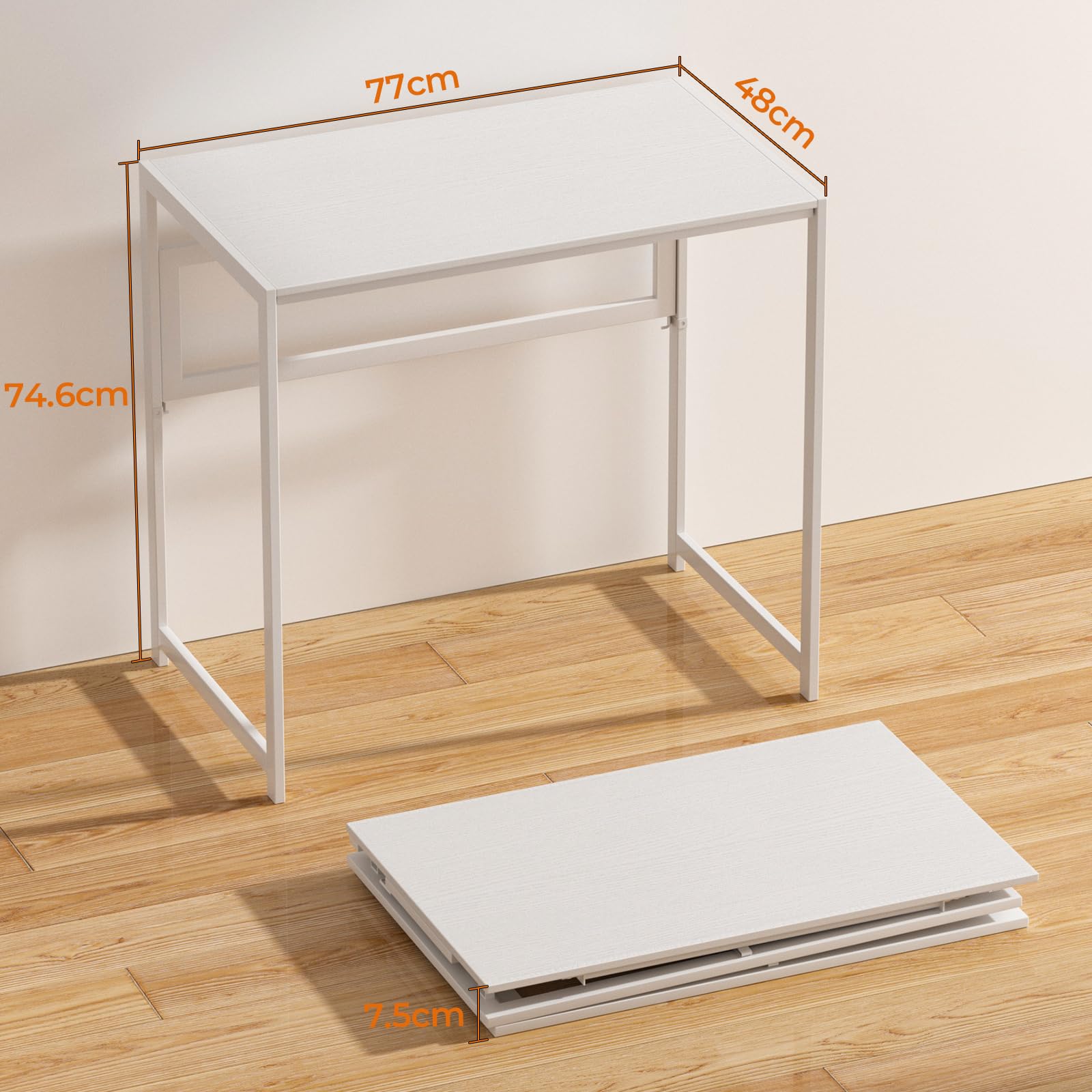 GreenForest Scrivania Pieghevole Senza Montaggio, 80 cm Scrivania Salvaspazio per Piccoli Spazi, Scrivania PC Portatile per l'Ufficio di Casa, Bianca