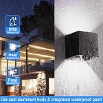 Juyace LED Sconce Wall Lighting 20W Outdoor wall Light Up and Down Exterior Light Fixtures Angle-Adjustable Black Square Aluminum 4.7" IP65 6000K for Porch Patio Garage Backyard Garden 2 Pack