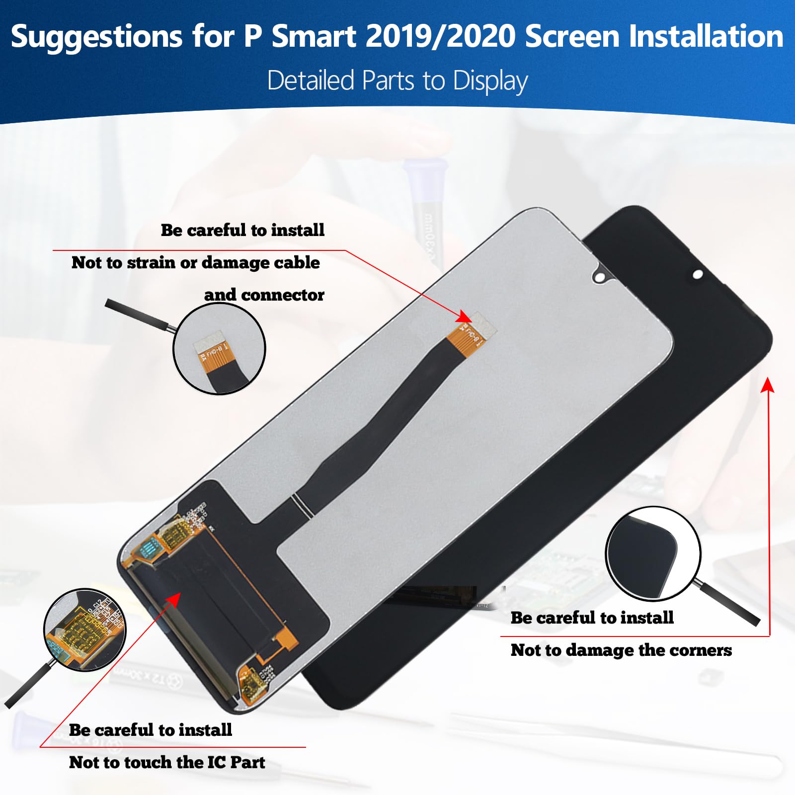Schermo per Huawei P Smart 2019/2020 Display Digitalizzatore Touch Screen LCD P Smart 2019/2020 Schermo LCD Display + Kit di Riparazione(Nero)