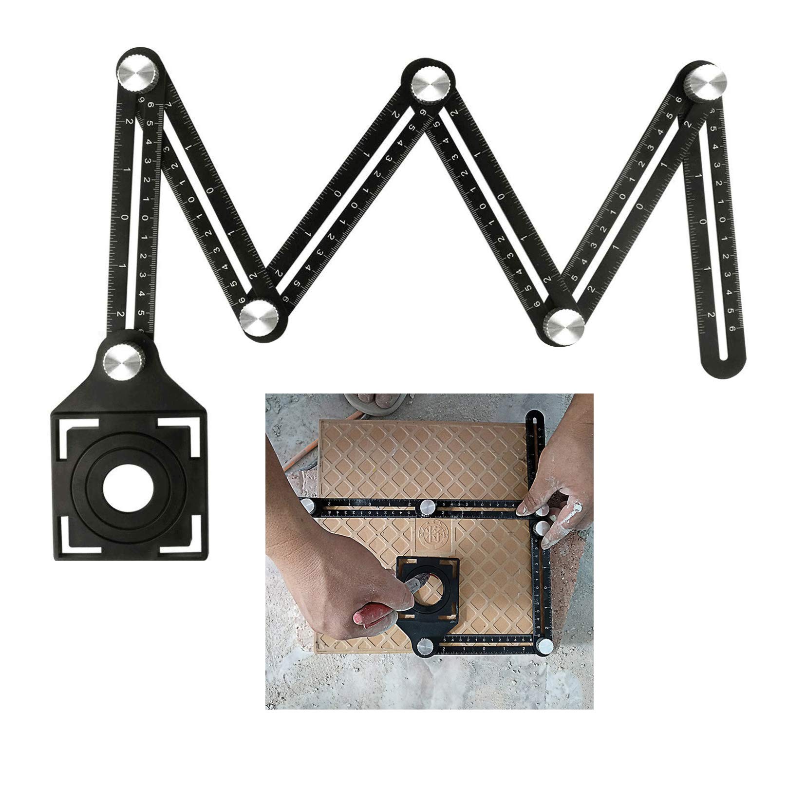 Righello Pieghevole,Foratura Localizzatore Righello di Misurazione Multi-angolo Modello di Angolazione Strumento per Falegnami, Hobbisti, Costruttori