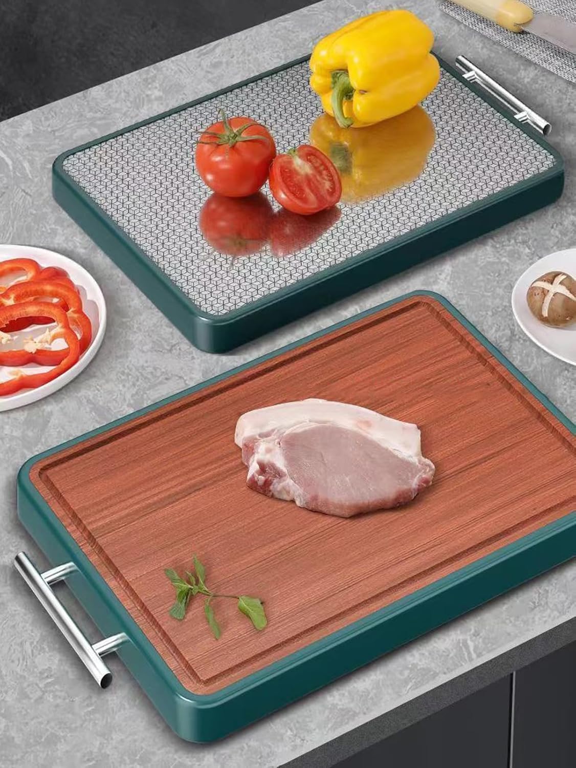 Amazon | まな板、まな板、 両面肉用カッティングボード ステンレス