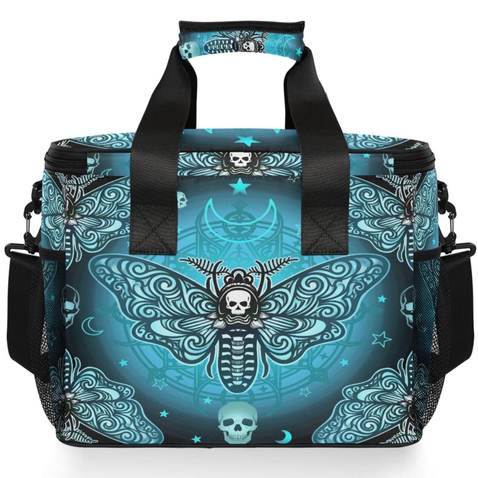 MNSRUU Sac isotherme avec bandoulière réglable Motif papillon et crâne Bleu