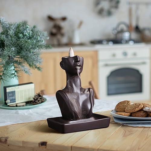 Miniatura 5 de CDIYTOOL Estatua de reflujo para incienso quemador de incienso de cerámica cascada adorno de aromaterapia para decoración del hogar quemador de