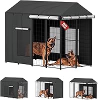 LitaiL Outdoor Dog Kennel Cover 8x4x6 Ft Heavy Duty 1200D Waterproof UV-Resistant with Mesh Windows