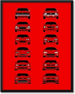 CUSTOMIZABLE COLOR: Chevy Camaro Generations (1967-Present) Inspired Car Poster - Handmade Print of Chevrolet Camaro - 24x36" Satin Print (Unframed)-Perfect Gift Car Enthusiast