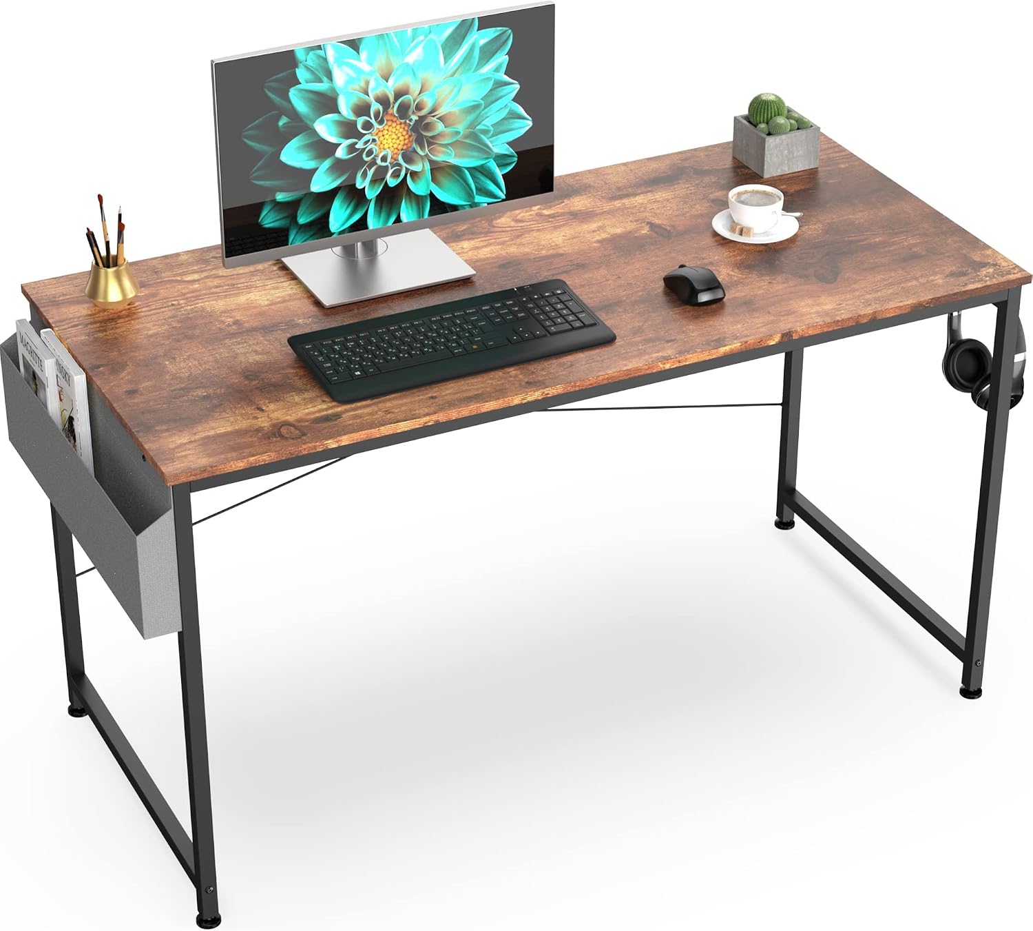 HOMIDEC Computer Desk 47” Home Small Desk, Writing Desk Laptop Table with Storage Bag and Headphone Hook for Small Spaces, Simple Study Desks for Bedroom, Home, Office