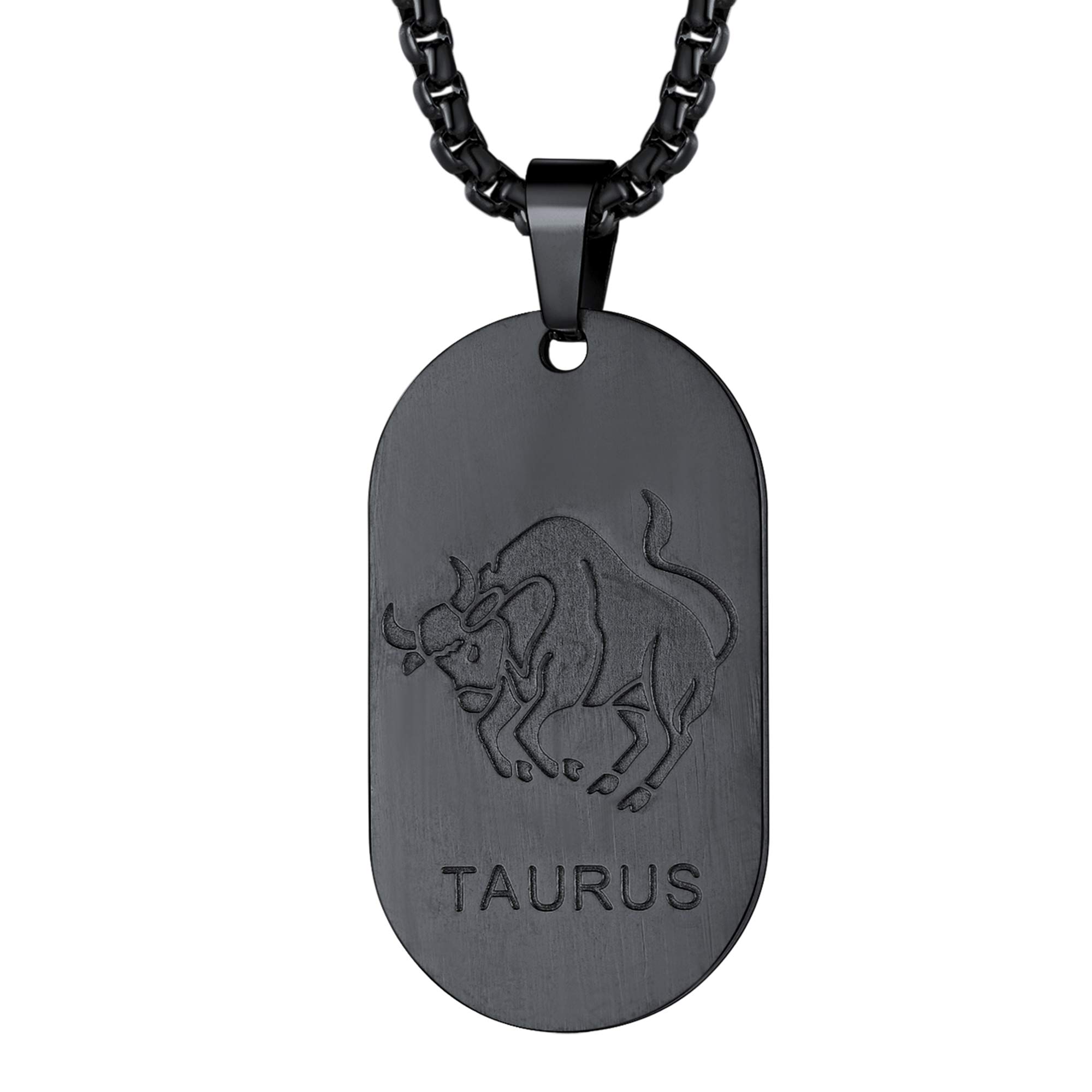 FaithHeart Collier Signe Astrologique Homme Femme Noir Acier Inoxydable,Pendentif Plaque Militaire Zodiaque avec Chaîne Réglable