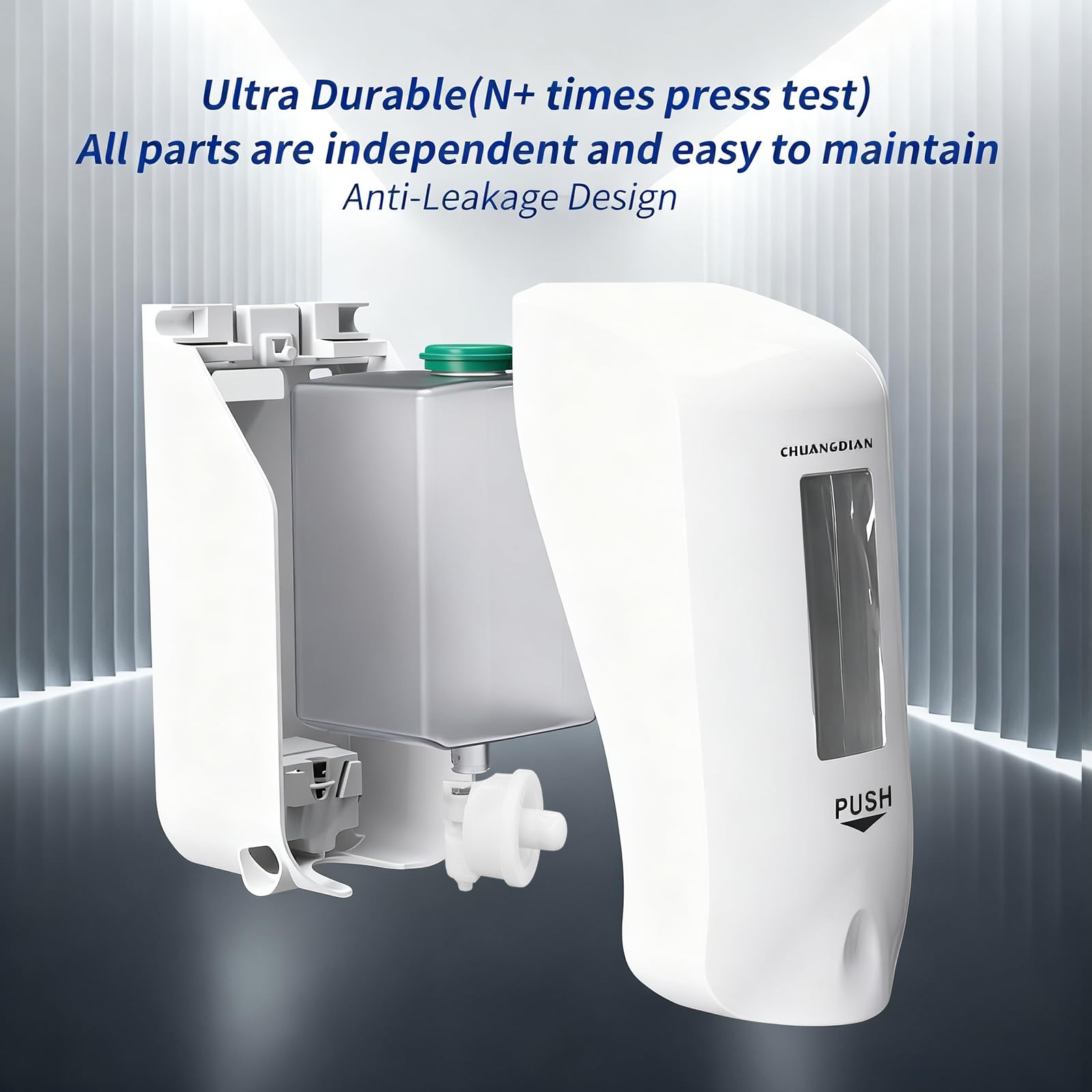 Dispensador manual de jabón espumoso, dispensador de jabón de manos montado en la pared de 1000 ml, ventana de visualización grande, recambios súper fáciles, para uso comercial y hogar