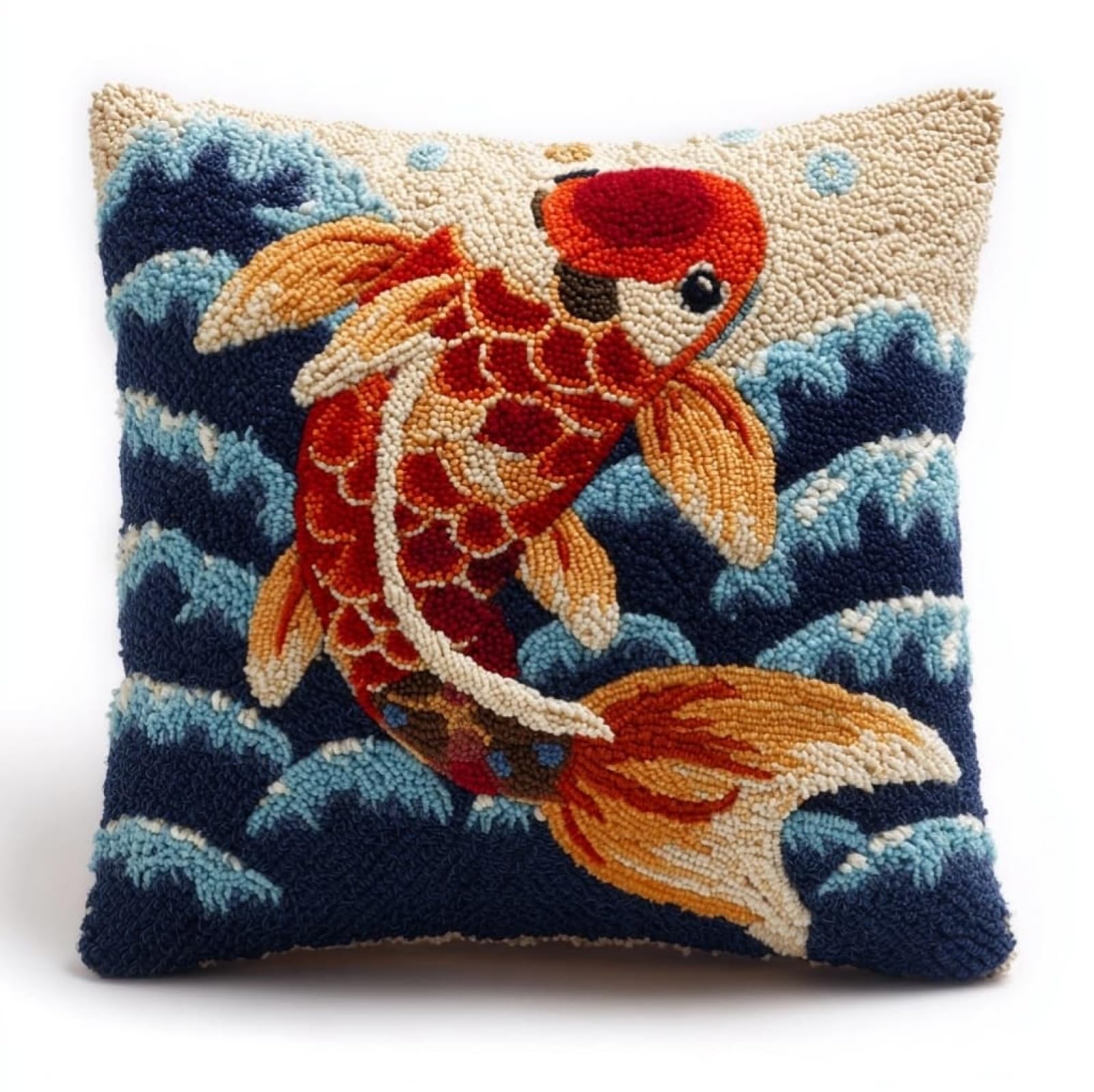 WallustrioaW DIY Latch Hook Kits 43x43cm,Koi Fish