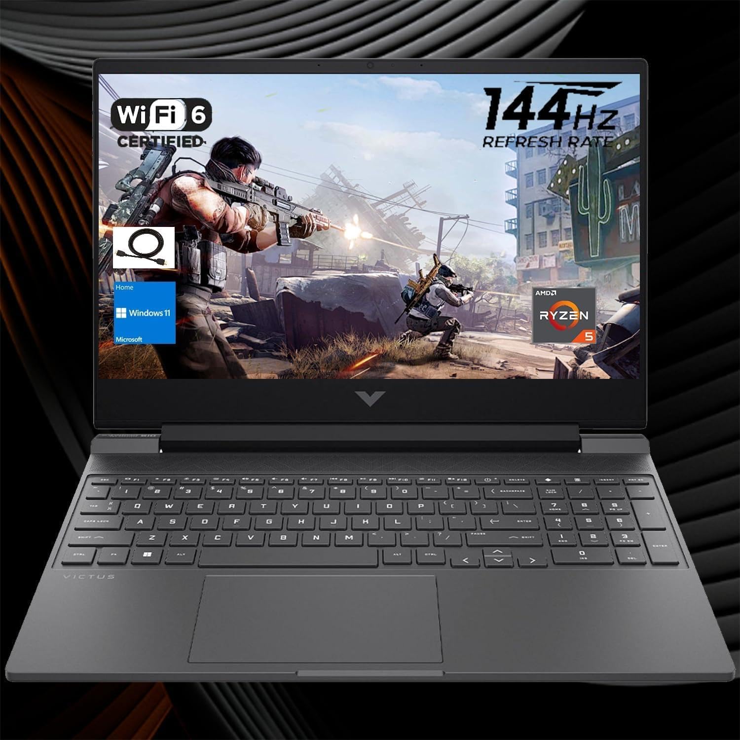 HP Victus Gaming Laptop, 15.6" FHD 144Hz, AMD Ryzen 5 7535HS, Radeon RX 6550M (Beats Nvidia GeForce RTX 3050), 8GB RAM 512GB SSD, Backlit Keyboard, Wi-Fi 6, Bluetooth, Windows 11 Home, Mica Silver - Thumbnail 3