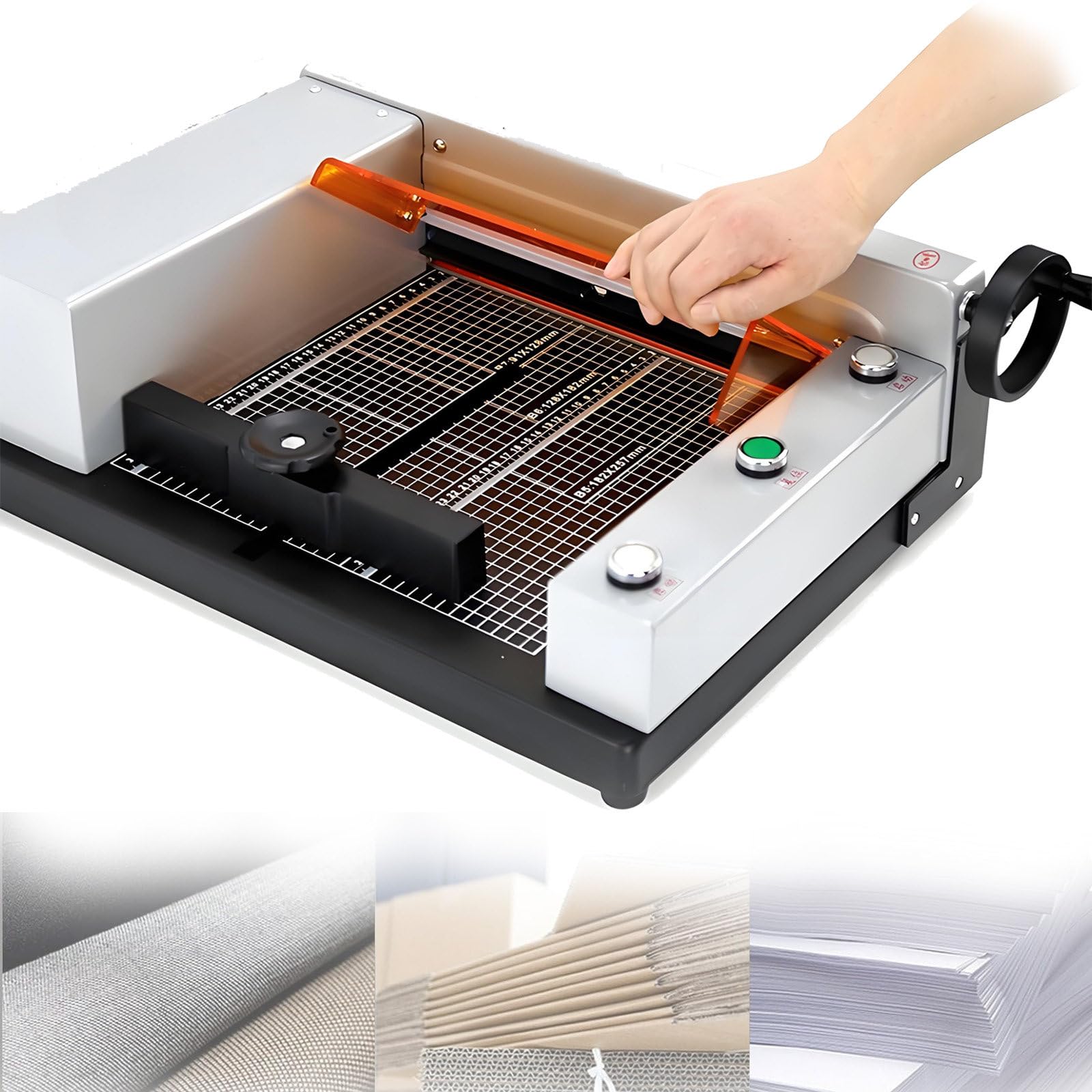 Elektryczna automatyczna gilotyna do papieru, grubość cięcia 40 mm, precyzyjne pozycjonowanie do kartonu, skóry, biura, domu, szkoły.