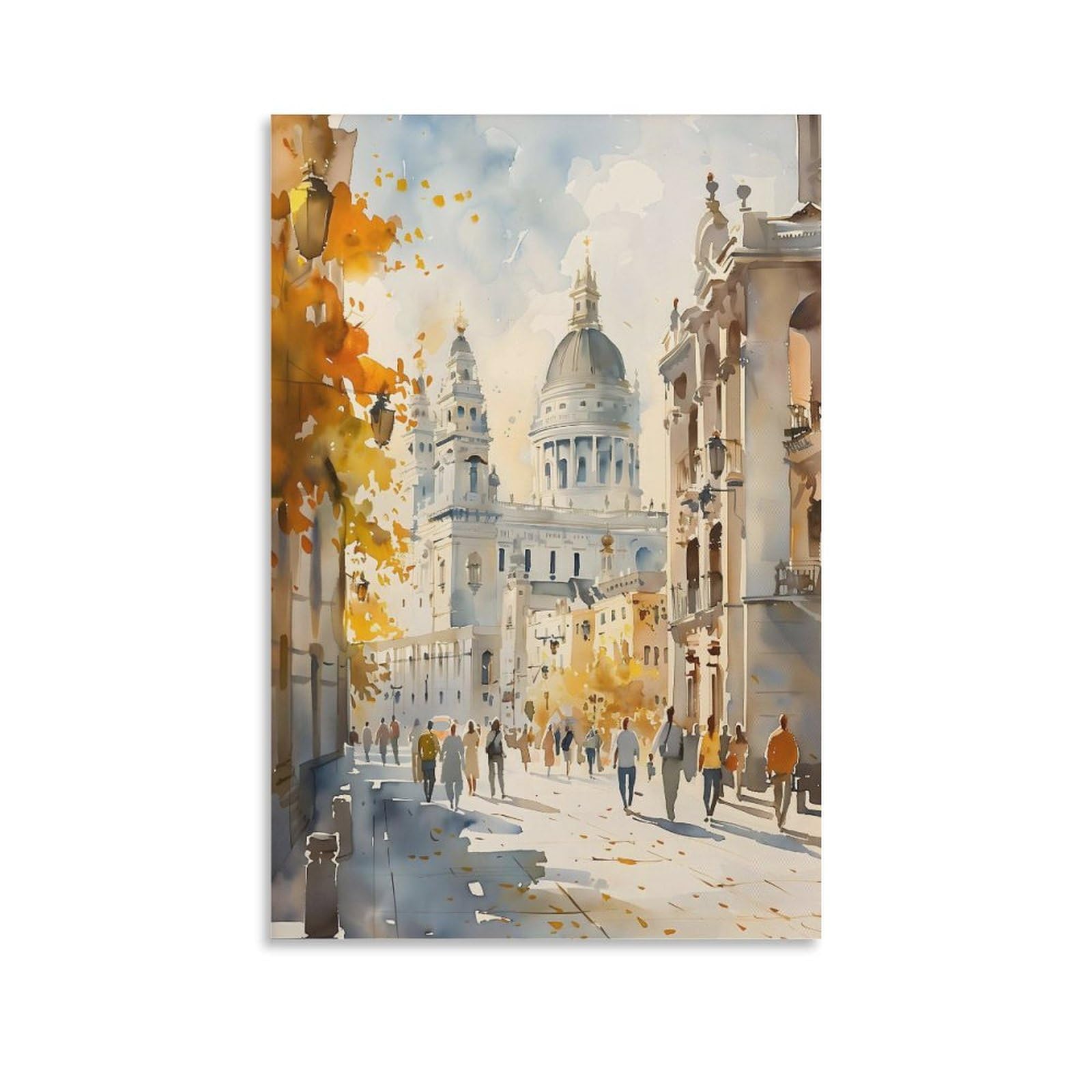 Piank Moscow Watercolor Painting Moscow City Wall Art Russia Travel Poster Moscow Print Unique Wedding Gift Unframe 16X24inch(40X60cm)