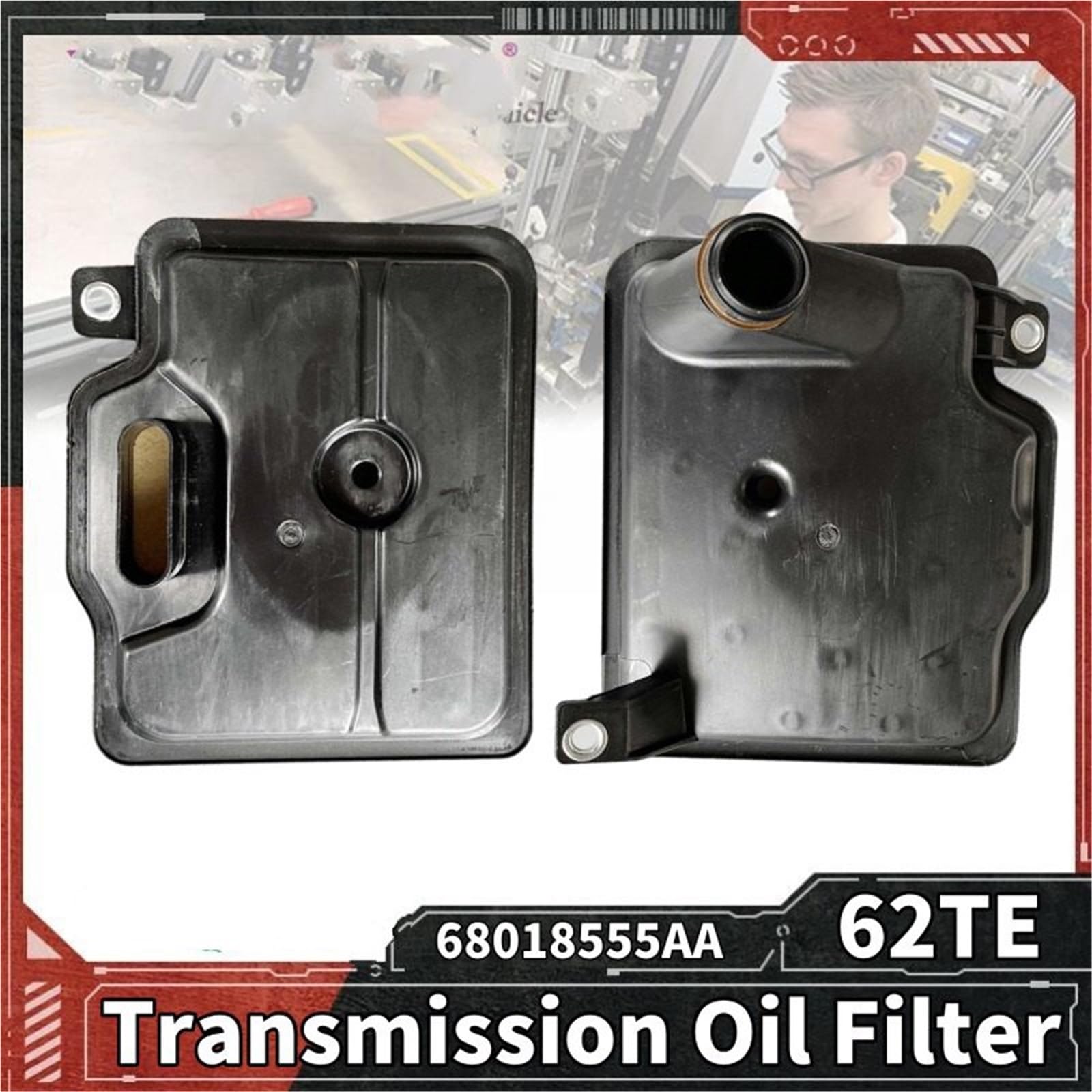 Filtro de transmisión Junta de filtro de aceite de transmisión automática 62TE, compatible con Chrysler, Dodge, Avenger y Journey. Compatible con VW 68018555AA y 05078555AA.(1Set)