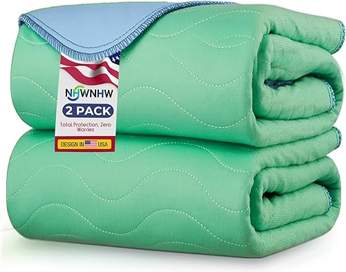 Paquete de 2 almohadillas de cama lavables para adultos, impermeables, con 8 asas reforzadas, de secado rápido y reutilizables, protección contra