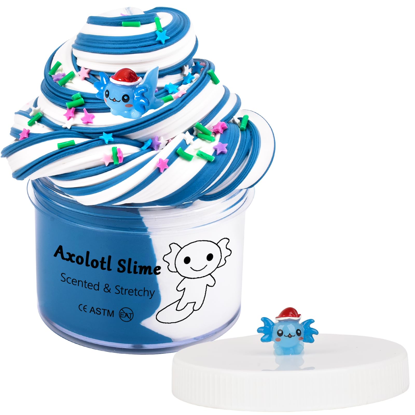 Christmas Axolotl Butter Slime, Non Sticky,Stress Relief,Scented and Stretchy Clay Sludge Toy,Birthday Gifts,DIY Slime Party Favor,Goodie Bag Stuffers Gift for Kids (7oz 200ML)