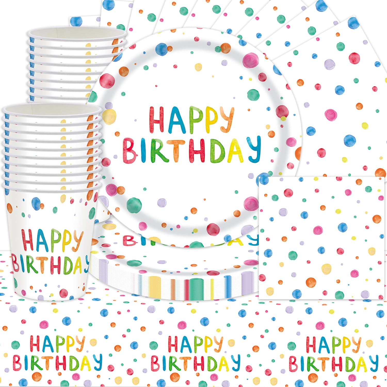 Décorations de fête dessin animé pour table d'anniversaire et nappe Polkadot
