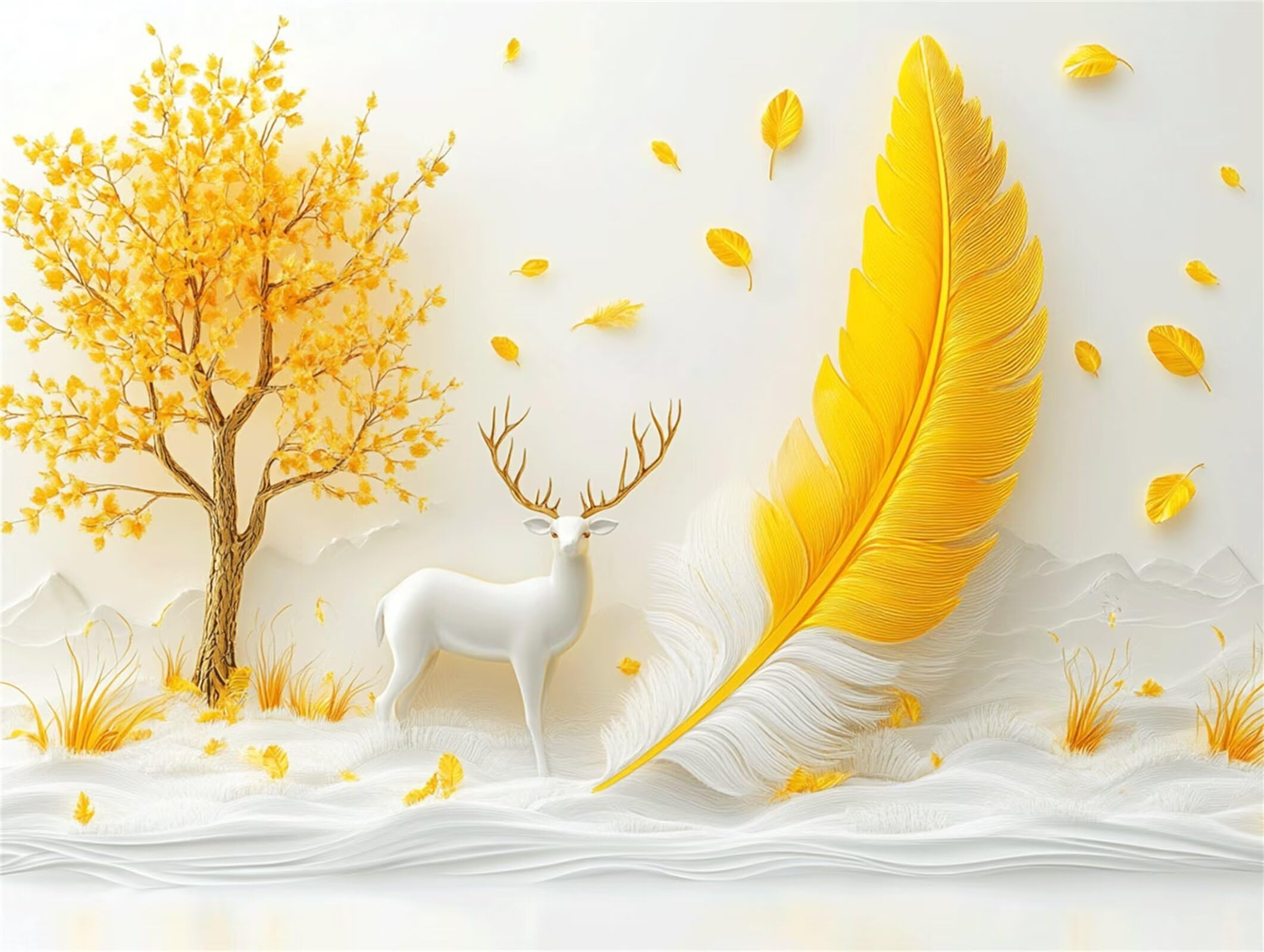 Pintar por Numeros pluma Pinturas Acrilicas Ciervo Pintura por Numeros Adultos DIY Lienzos para Pintar, Pintura Acrilica Manualidades, Decoración para Hogar, Regalos Cumpleaños 70x90cm Sin Marco q-936