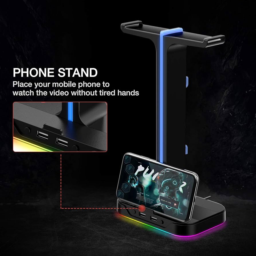 Havit TH650 Handyhalter スマホスタンド USB付き デュアルハンガーと2つのUSBポートを備えたHAVIT TH650 RGB