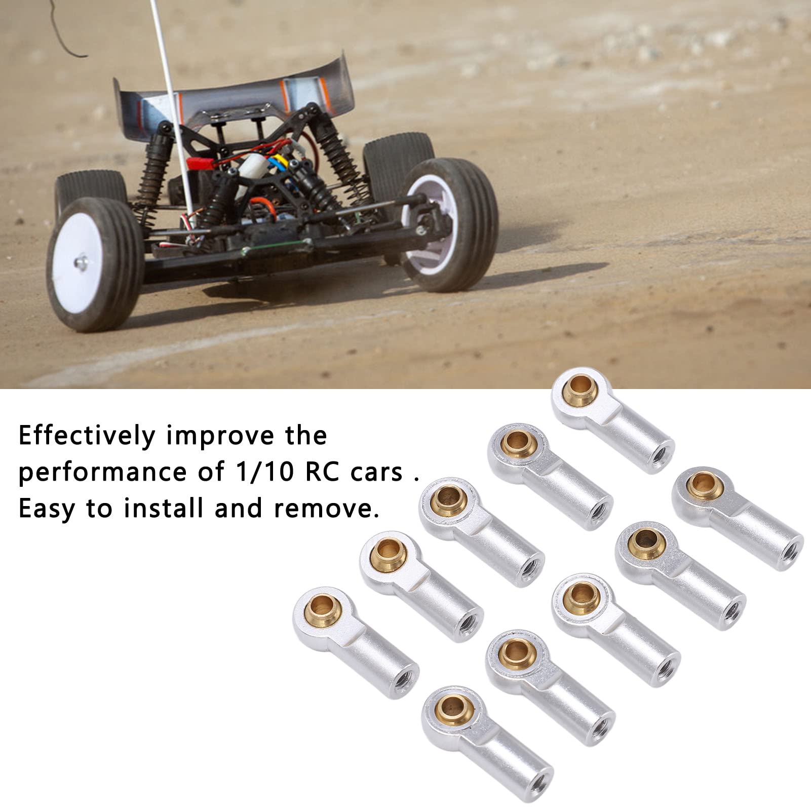 RC Link Rod Ends 10pcs Aluminum M3 RC Link Tie Rod End Ball Joint Head Holder Linkage Part(Silver) Rc Car Model Accessory - Image 3