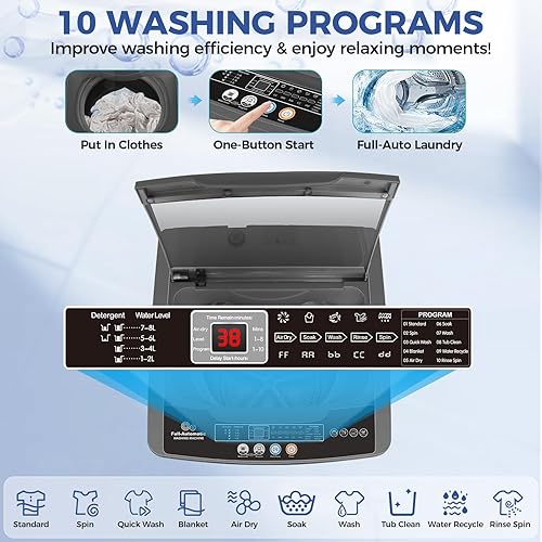 Miniatura 3 de Nictemaw Lavadora portátil, capacidad de 20 libras, lavadora portátil completamente automática, combo de lavadora y secadora de 2.8 pies cúbicos con